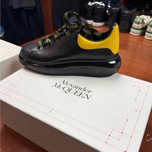 Alexander McQueen Black and Yellow Leather Sneakers
